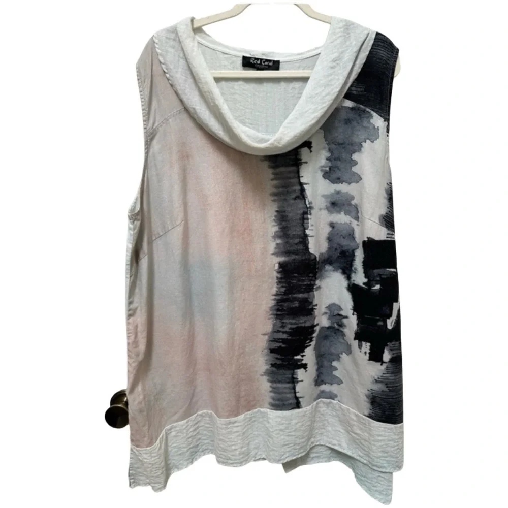 Red Coral Abstract Artistic Sleeveless Top XXL - Picture 3 of 11